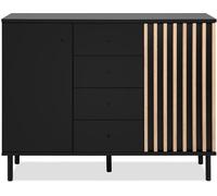 Calicosy Aparador de 2 puertas y 4 cajones en negro y madera - l118 cm