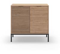 Calicosy Aparador de 2 puertas y patas de metal - l80 cm - efecto madera clara
