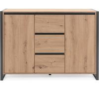 Calicosy Aparador industrial 2 puertas 3 cajones 120 cm - acabado madera clara