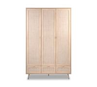 Calicosy Armario 3 Puertas con Barras 120 Cm - Impresión Efecto Ratán