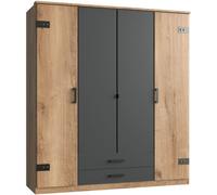 Calicosy Armario 4 puertas decoración roble y grafito - l180 cm