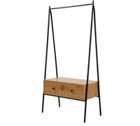 Calicosy Armario abierto de metal negro con 1 cajón acabado roble 170 cm