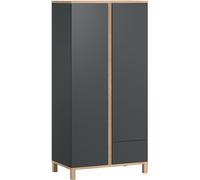 Calicosy Armario de 2 puertas y 1 cajón - a183 cm - efecto roble y gris
