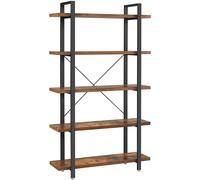 Calicosy Biblioteca de 5 niveles en metal y efecto madera - L105 x 177,5 cm