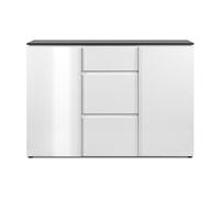 Calicosy Brest - Aparador con 2 puertas y 3 cajones, fabricado en MDF, color gris, 133 x 92 x 40 cm