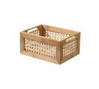 Calicosy - Caja de bambú y ratán, tamaño pequeño, altura de 12 cm, de bambú, almacenamiento para dormitorio, vestidor, 25 x 18 x 12 cm