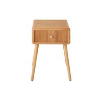 Calicosy - Chevet Ava 1 cajón con fachada efecto hojas de madera y mango dorado - chapa de madera y patas de pino macizo - 42 x 52 cm - diseño natural elegante
