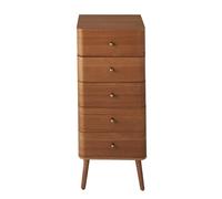 Calicosy - Chifón de 5 cajones con fachadas con bordes redondeados y patas de madera - H100 cm - Estilo retro y elegante - Colección Karl