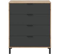 Calicosy Cómoda con 4 cajones - l77,5 cm - efecto madera clara