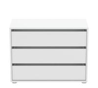 CaliCosy Cómoda de 3 cajones de 80 cm de largo - Blokty - Mueble de almacenamiento, color blanco - Paneles de partículas - Fabricación francesa - para dormitorio - 79,6 x 39,6 x 58,1 cm