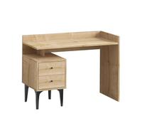 Calicosy - Escritorio con almacenamiento de 2 cajones, decoración de madera de roble L100 cm - Puuk - en paneles de partículas - estilo contemporáneo - para salón, 100 x 45 x 80 cm