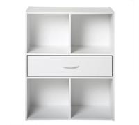 Calicosy Estantería de almacenaje 4 estantes con un cajón - Blanco