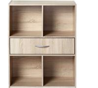 Calicosy Estantería de almacenaje 4 estantes con un cajón - Efecto Madera clara