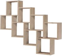 Calicosy Estantería de pared flotante 11 compartimentos - Efecto Roble