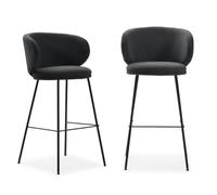 Calicosy Juego de 2 taburetes de tela con patas de metal negro de 65 cm de alto - RUSH