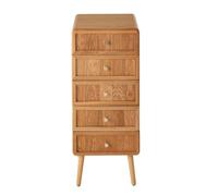 Calicosy - Juego de 5 cajones con fachadas efecto hojas de madera y asas doradas - 100 cm - Diseño elegante y compacto - Colección Ava