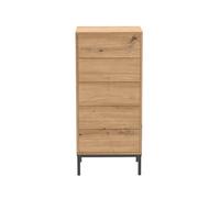 Calicosy - Juego de 5 cajones - Decoración de madera y soporte de metal negro - Sistema Push & Pull sin asas - Colección Lenny - Dormitorio, Salón - L 45 x D 35 x H 100 cm