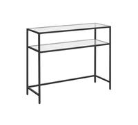 Calicosy Mesa consola de metal con 2 estantes de cristal templado, 90 cm de ancho - SELIA