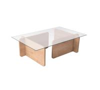 Calicosy Mesa de centro con tapa de cristal templado, 105 cm de largo - FLAVIO