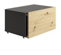 FMD Möbel Mesa Baja Extensible Manga - Roble Envejecido/Negro