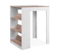 Calicosy Mesa de comedor con 3 estantes de almacenamiento, roble vikingo y acabado blanco, 92 cm de largo - TAMPA