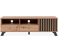 Calicosy Mueble de TV 1 puerta y 2 cajones L138 cm - Decor Roble artesanal