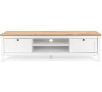 Calicosy Mueble de TV 2 cajones 160 cm - Acabado blanco y madera
