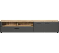 Calicosy Mueble de tv 2 puertas, 2 nichos y 1 abatible l210 cm - gris marengo
