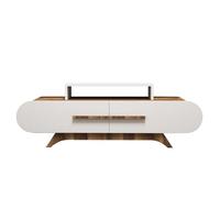 Calicosy Mueble De TV 2 Puertas Decorado Nogal Y Blanco L145 Cm - Rosa