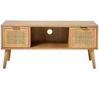 Calicosy Mueble de TV con 2 cajones y frentes de ratán L100 cm
