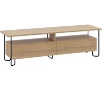 Calicosy Mueble de TV de 2 puertas con patas de metal L150 cm - Efecto Roble