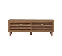 Calicosy - Mueble para TV con 2 puertas correderas con hojas caladas, decoración de madera, pasaje de cables traseros, colección Liam, salón, 140 x 35 x 45 cm