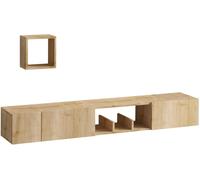 Calicosy Mueble TV suspendido 1 nicho 3 puertas L180 cm - Efecto Madera clara