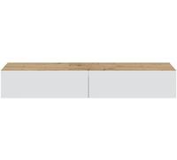 Calicosy Mueble TV suspendido 2 abatibles y 2 estantes L180 cm - Efecto madera