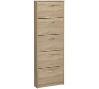 Calicosy Mueble zapatero 5 abatibles Step - L58,5 x H168,5 cm - Efecto Roble