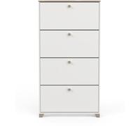 Calicosy Mueble zapatero de 4 puertas decor en roble y blanco - L80,8 cm