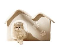 Cálida casa para gatos, para exteriores de invierno, cueva para gatos interiores, no resbaladiza, acogedora y cálida para invierno, tamaño pequeño, cuerpo completo de esponja, terciopelo ártico, tela