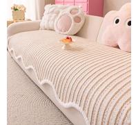 Cálida Funda De Sofá Terciopelo Medio Con Funda Suave Antideslizante Y Transpirable En Forma Nube Seccional/sofá De Dos Plazas, Protector Asiento Lavable A Máquina Q Beige Curry 120*180cm/47.2*70.9in