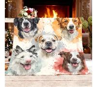 Cálida Manta Ligera para La Cama y Sofá, Adulto y Niño Manta Polar Lindo Estampado de Perro Animal Franela Doble Cara Suave y Fácil Cuidado, Todas Estaciones Multicolor Mantas Regalo XL 130x180 cm