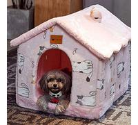 Cálida Perrera de Invierno para gatos, Nido Acogedor para Mascotas, cojín extraíble, Color Rosa, tamaño grande
