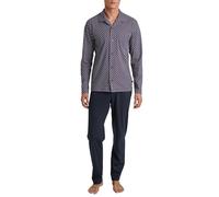 CALIDA Pijama Relax Imprint para Hombre, Abotonado, 100% algodón, pantalón con Cintura elástica revestida de Tela, Rojo Marte, 58-60