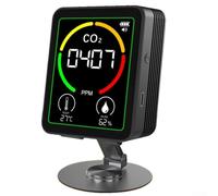 Calidad del aire 3 en 1 para detección de humedad y visualización LCD, rango de 400-5000 ppm, precisión de ± 10 PPM, carcasa ABS, murciélago (negro)