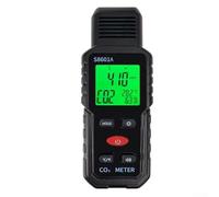 Calidad del aire de humedad de dióxido de carbono de 3 pulgadas con pantalla LCD de doble línea y alertas codificadas por colores, negro + rojo (S8601A)