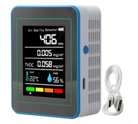 Calidad del aire interior 5 en 1 para TVOC y detección de humedad, pantalla TFT a color, compatible con aplicaciones, recargable de 1200 mAh, blanco/negro (blanco)