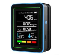 Calidad del aire interior 5 en 1 para TVOC y detección de humedad, probador portátil de IAQ con pantalla TFT de 2.8 pulgadas, para (negro)