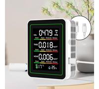 Calidad del aire portátil 5 en 1 con detector de humedad TVOC, pantalla a color de 2.8 pulgadas y batería recargable de 1200 mAh para calidad del aire interior (blanco)