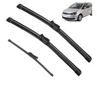 Calidad OEM Juego de escobillas limpiaparabrisas delanteras y traseras for VW Touran 2010 2011 2012 2013 2014 2015 2016 parabrisas de goma Natural 3 unids/set Ajuste perfecto para parabrisas.