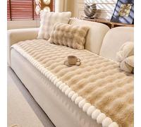 Cálidas Fundas De Sofá Invierno Terciopelo Conejo Súper Suave para Sofás Seccionales, Antideslizante, Fácil Instalación, Lavable A Máquina, Funda Terciopelo Felpa Khaki 90 * 240cm/35.4 * 94.5in