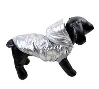 Cálido anorak para perros con capucha y sin mangas "Moonwalk" plateado