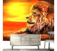 Cálido Hermoso Crepúsculo León Animal 3D Papel Pintado Pared Fácil Instalación Oficina Sala Estar Sofá Dormitorio TV Fondos Decoración-300cm×210cm